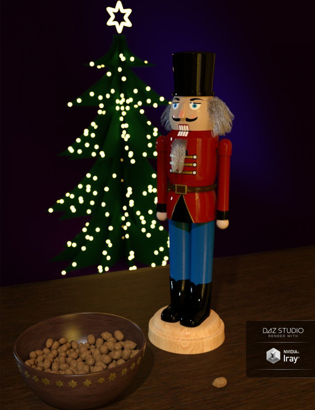 Nutcracker with Strand Based Hair and Bowl with Walnuts