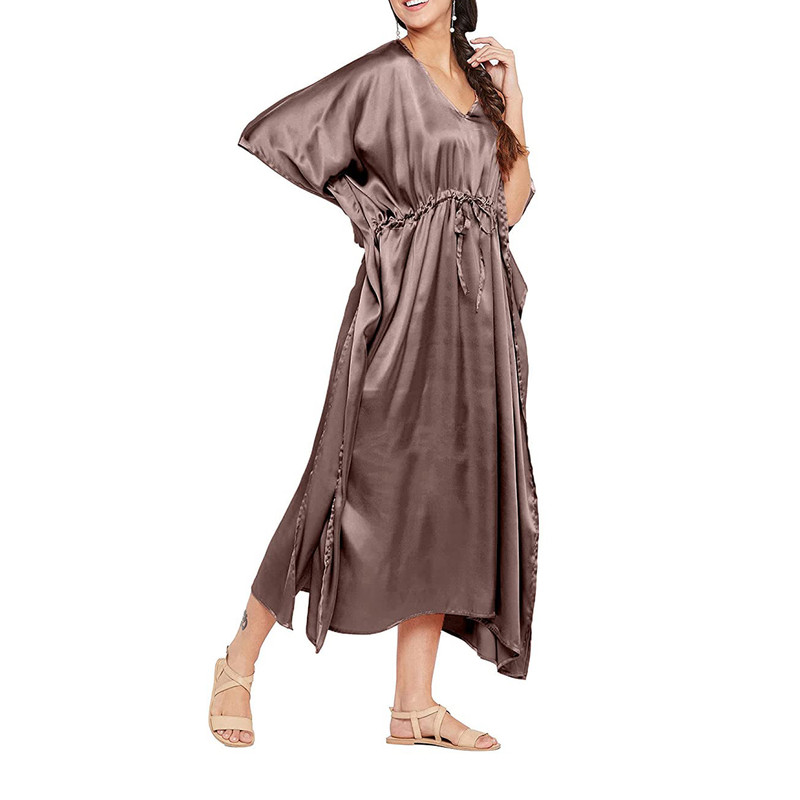 Women Satin Silk Nightdress Lingerie Sleepwear Nightgown Maxi Robe Loungewear - Picture 39 of 125