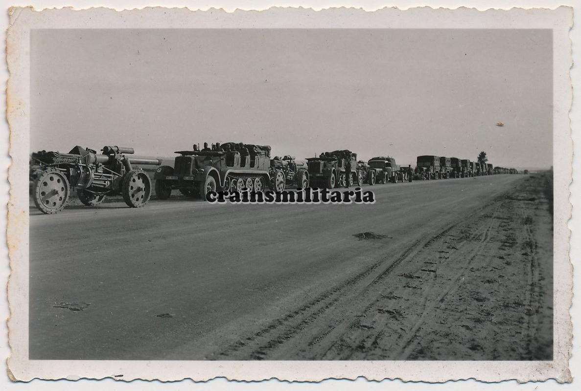Orig. Foto SdKfz 7 Halbkette mit Artillerie Geschütz Mörser Kano