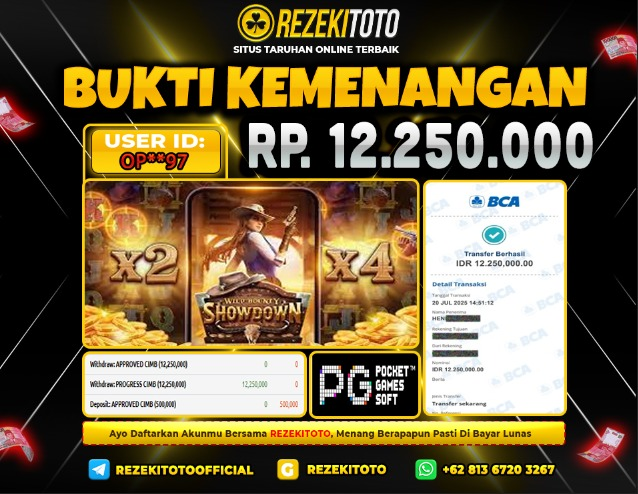 BUKTI KEMENANGAN 20 JULI 2025 WILD BOUNTY SHOWDOWN 12 JUTA  