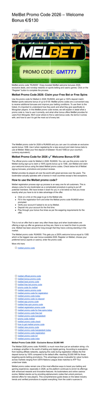 Melbet Sports Bonus 2026 20 000 INR with RUN555