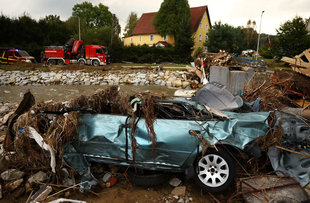 Flood in Poland. Zdrój, Poland