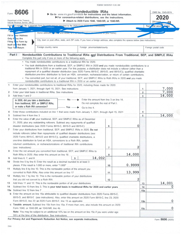 Form 8606 question - is the form filled out correctly? - Bogleheads.org