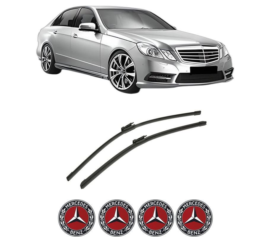 Set stergatoare auto MERCEDES-BENZ E-CLASS (W212) din 2009-2016, pentru parbriz auto, 2 bucati, Bosch Aerotwin, din cauciuc siliconat rezistent, 4 Stickere Auto MERCEDES-BENZ