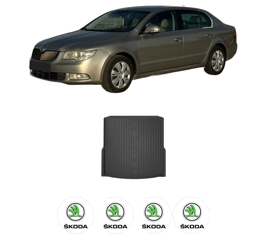 Tavita Portbagaj SKODA SUPERB II Estate (3T5) din 2009-2015, Protectie Portbagaj Auto, 4x Stickere auto cu SKODA