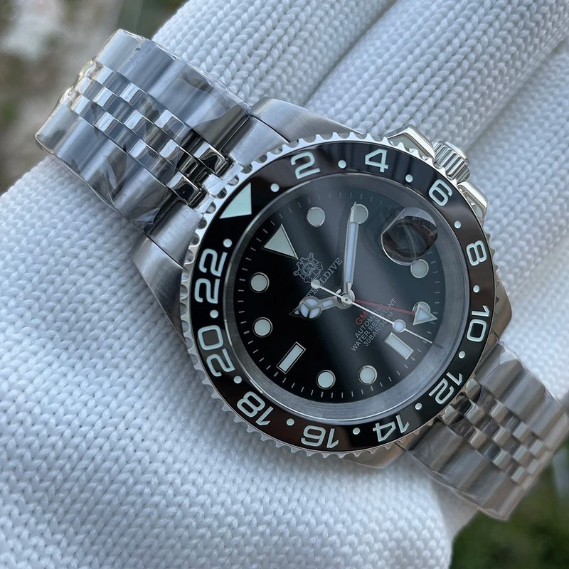 Steeldive SD1993 Black Sub GMT 300M Automatic Diver Watch photo 5