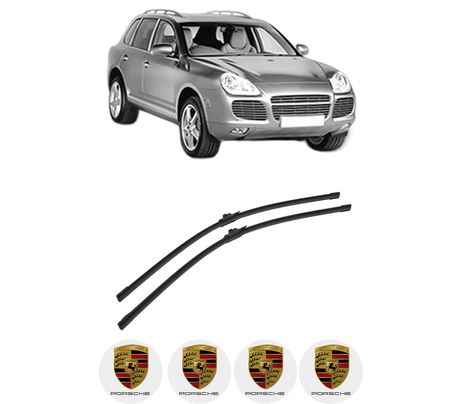 Set stergatoare auto PORSCHE CAYENNE (9PA) din 2002-2010, pentru parbriz auto, 2 bucati, Bosch Aerotwin, din cauciuc siliconat rezistent, 4 Stickere Auto PORSCHE