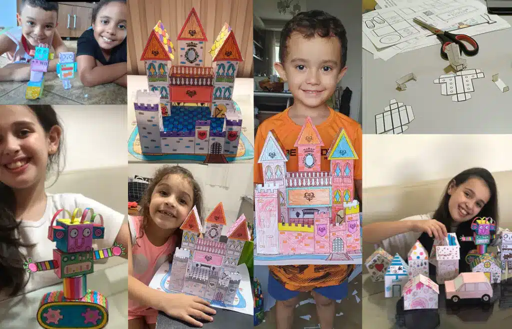 Crianças se divertindo com atividades do kit PlaySpark