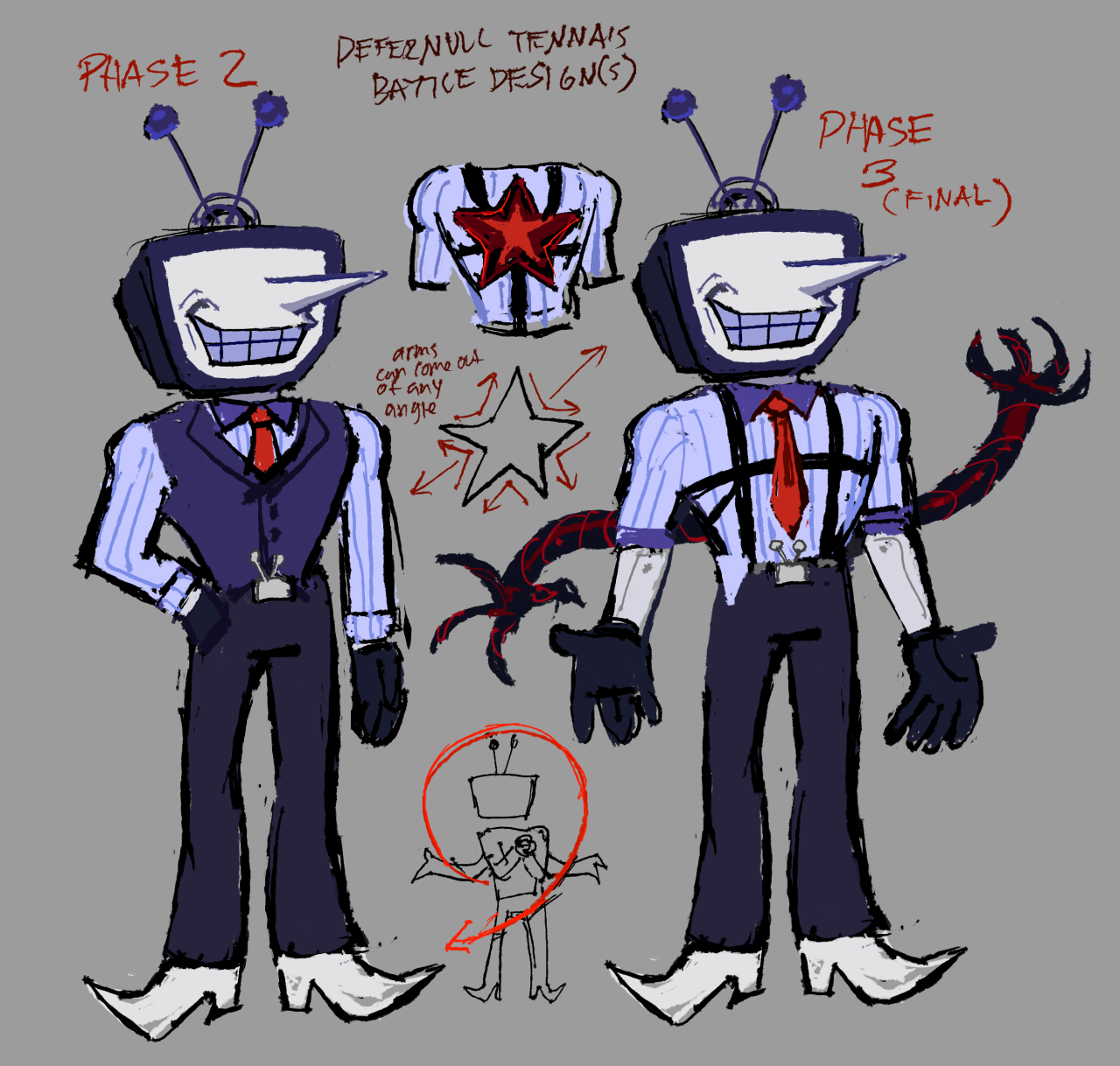 artwork of the defernull au version of tenna from deltarune