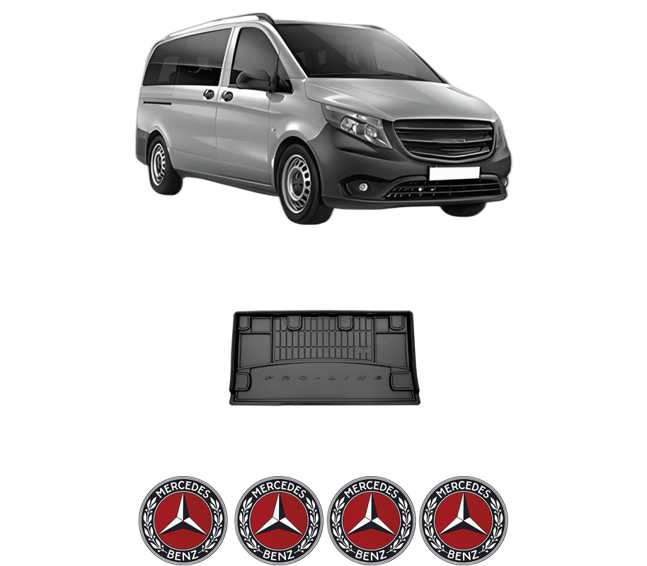 Tavita Portbagaj MERCEDES-BENZ VITO Tourer (W447) din 2014-2021, Protectie Portbagaj Auto, 4x Stickere auto cu MERCEDES-BENZ