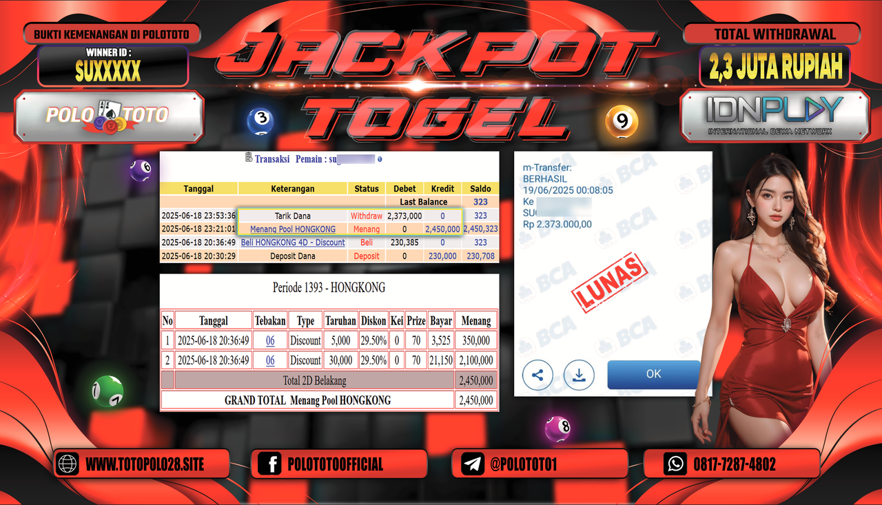 POLOTOTO JACKPOT TOGEL HONGKONG LOTTO Rp.2.373.000,-