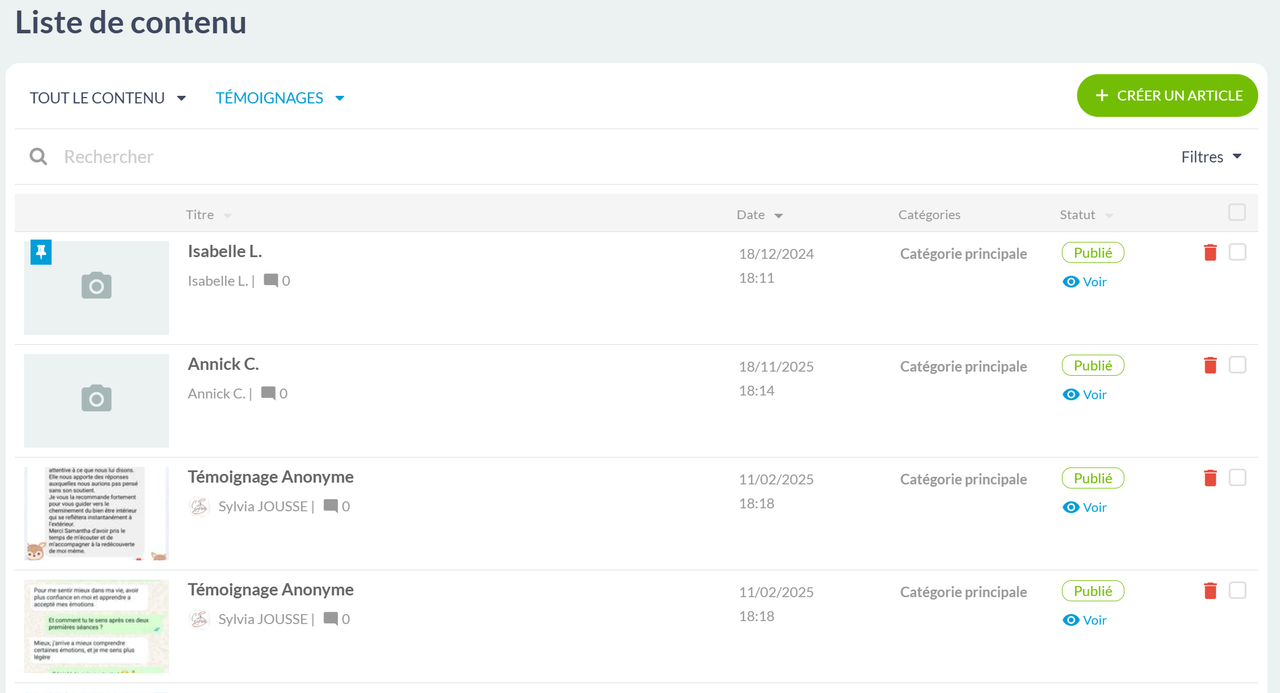 Section avis clients