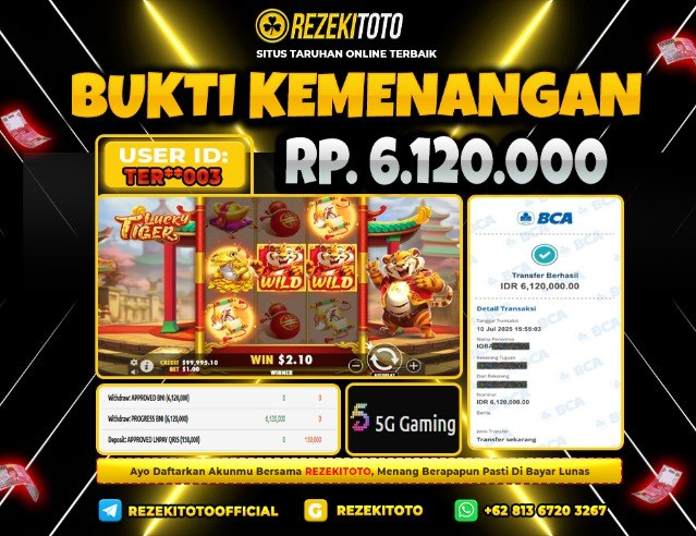 BUKTI KEMENANGAN 10 JULI 2025 LUCKY TIGER 6 JUTA 