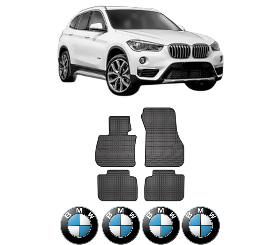 Set covorase presuri BMW Seria X1 Van (F48) din 2015-2022, auto, din cauciuc thermoplastic, 4 Stickere auto cu BMW Seria