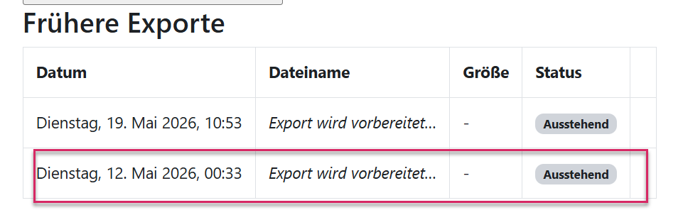 Frühere Exporte