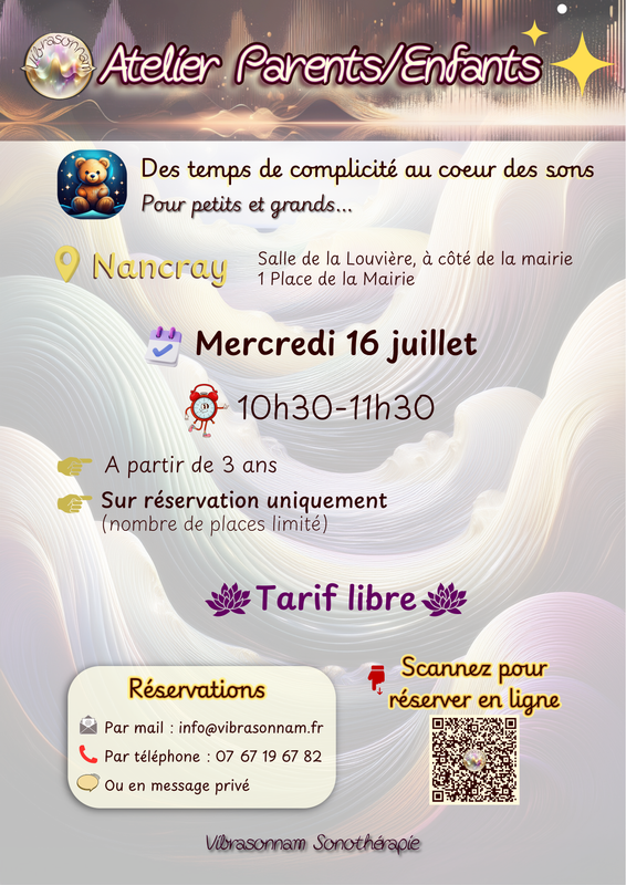 Affiche Atelier Parents/Enfants Nancray 16 juillet