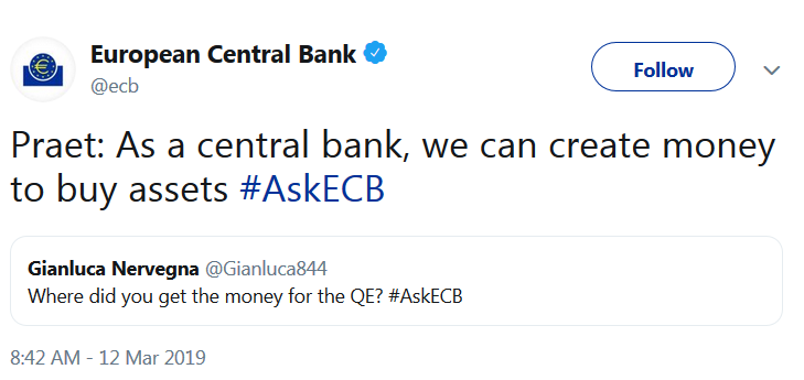 AskECB: Where did you get the money for the QE? Ecb-ex-nihilo