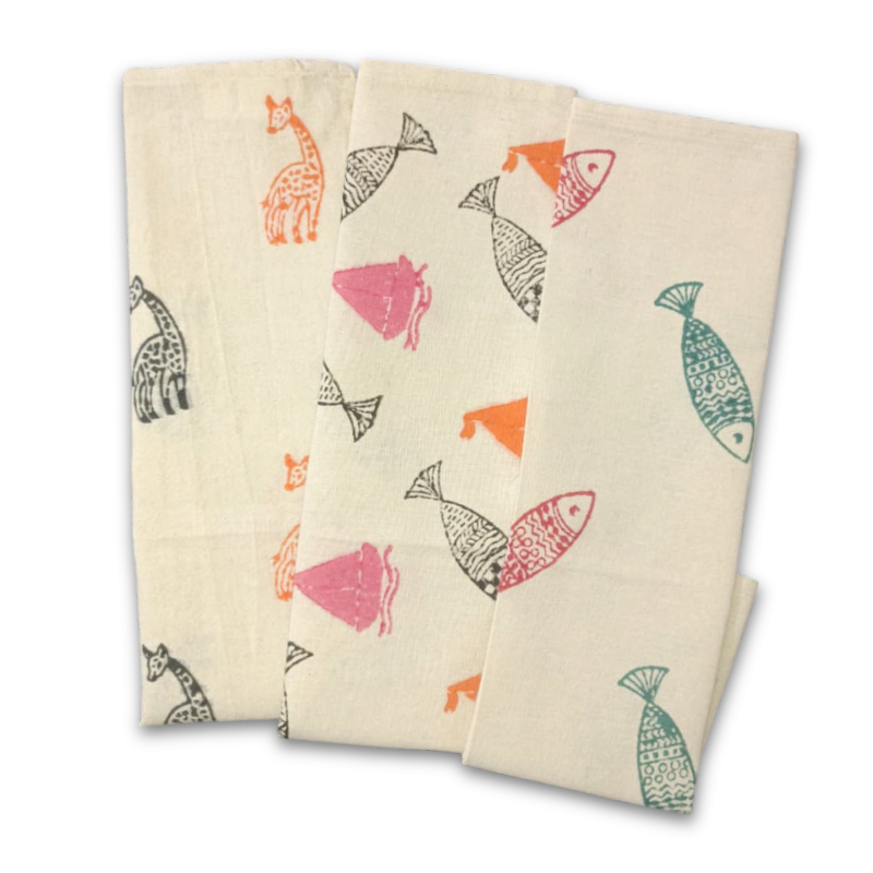 Eco-Friendly Handblock Printed Kitchen Napkins – Set of 3 Pattern 5