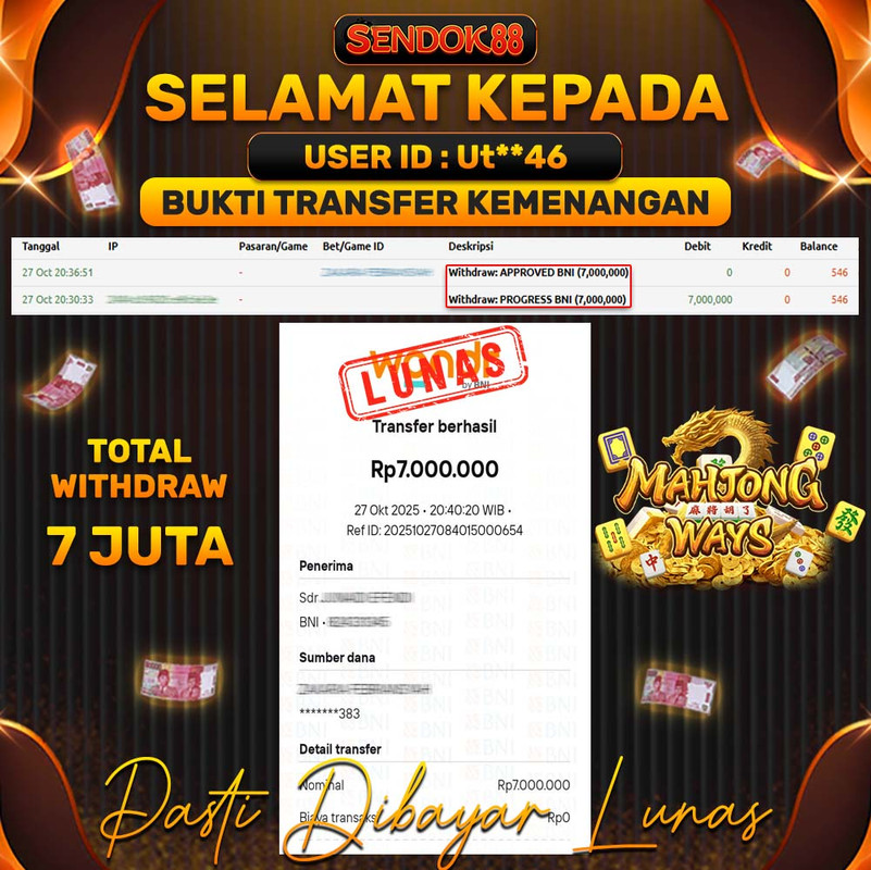 SENDOK88 JEPE! MAHJONG WAYS Rp 7.000.000,- LUNAS!