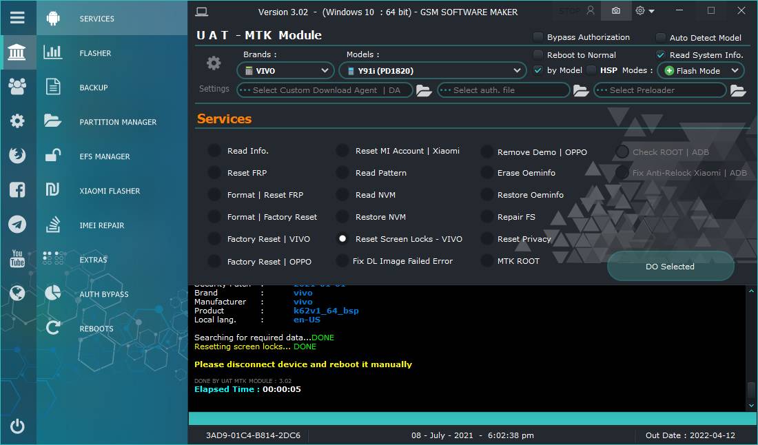 Uni-Android Tool UAT MTK Module Ver. 4.01 Update Oppo, Vivo, Infinix ...