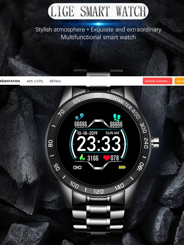 Screenshot_2021-02-21 €16 12 82% de réduction LIGE – Montre bracelet en acier intelligente pour homm