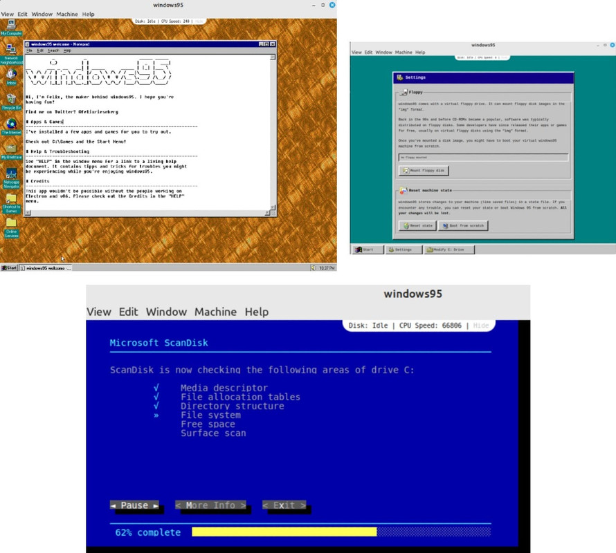 windows95 electron app screenshot