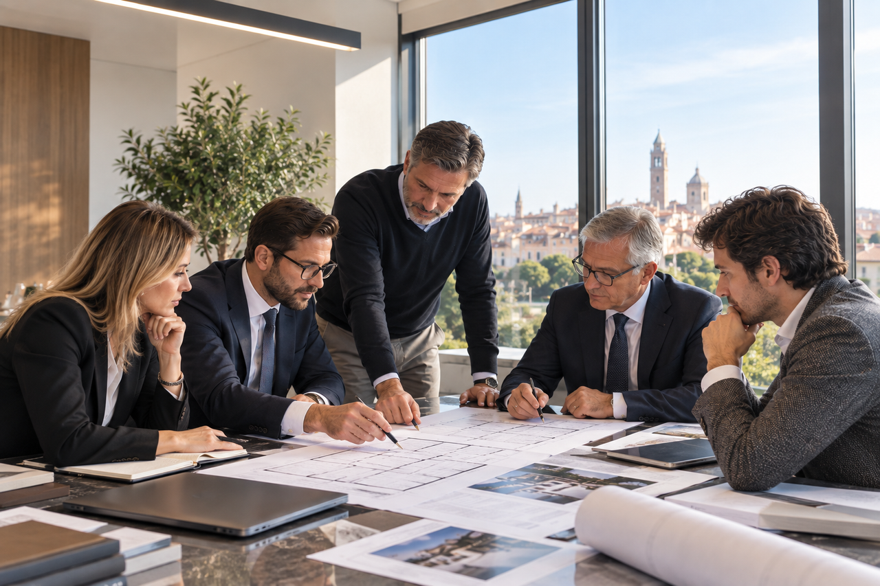 Professionisti riuniti per analizzare una pratica immobiliare