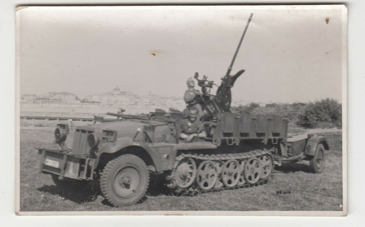 Org. Foto Kfz SdKfz Halbkette Flak Geschütz