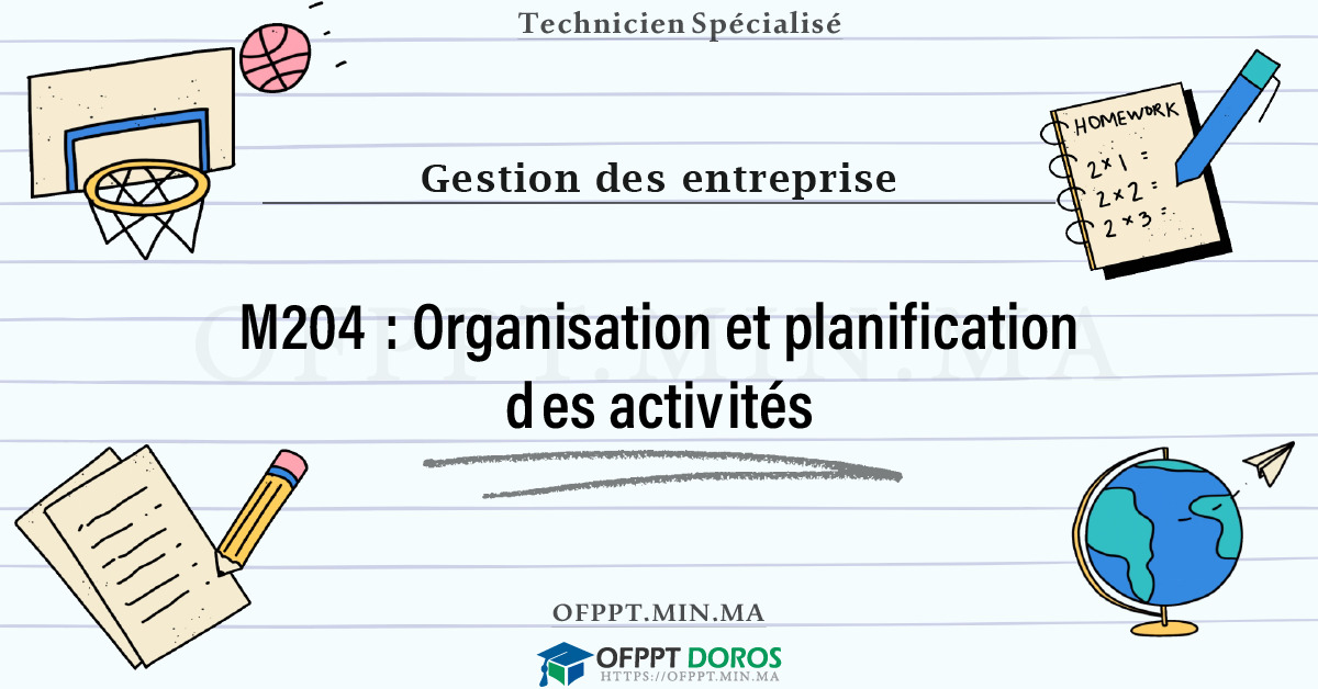 Sommaire détaillé du cours Organisation et planification des activités M204 OFPPT - Structure du module