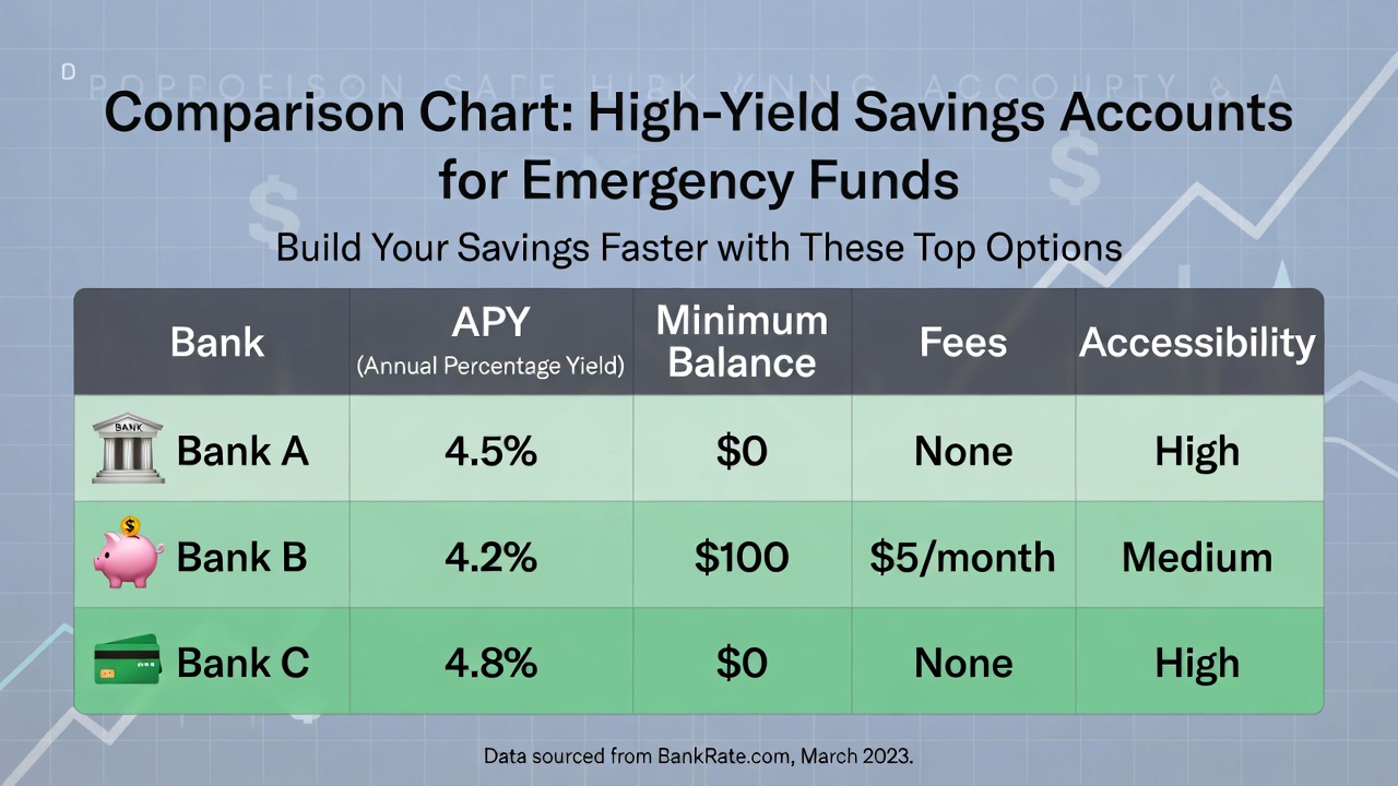 Comparison chart of high-yield savings accounts to build an emergency fund faster