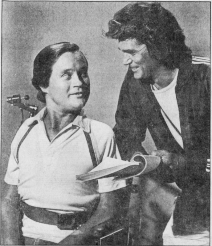 Actors Michael Landon and James Troesh