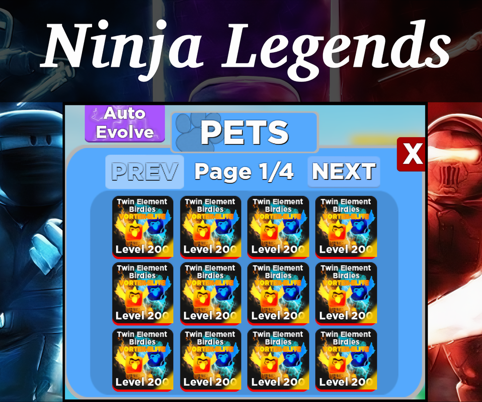 Ninja Legends Pets ROBLOX - Twin Element Birdies MAX OUT x2 [Fast