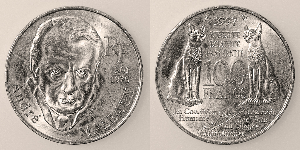 Las monedas de 100 francos de plata. Francia. V República. 1997