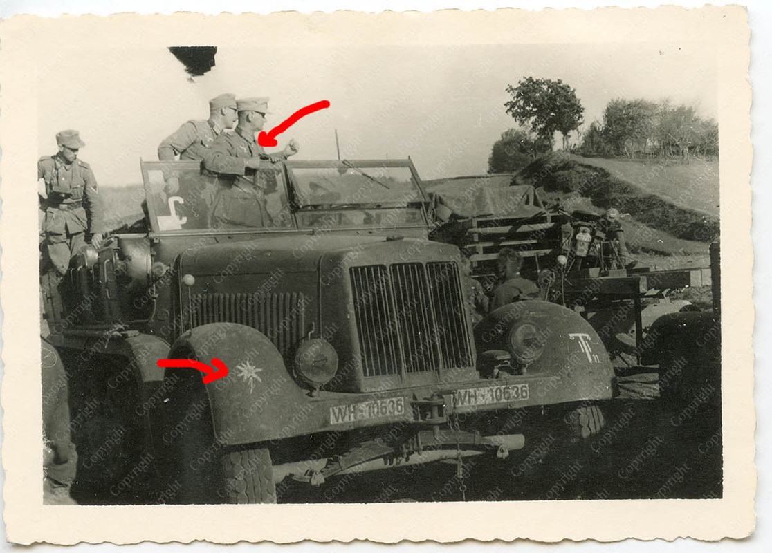 Foto Halbkette mit Zeichen der 1. Gebirgsjäger Division & Soldat mit Halsorden