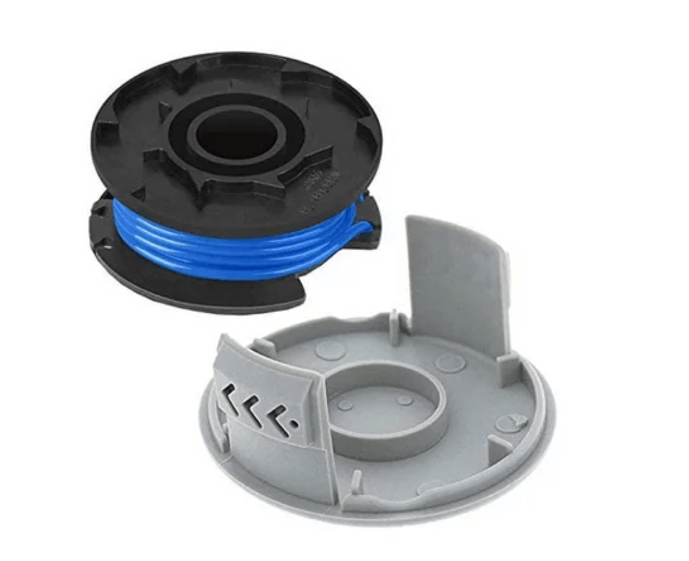 Replacement string trimmer spool and the cap