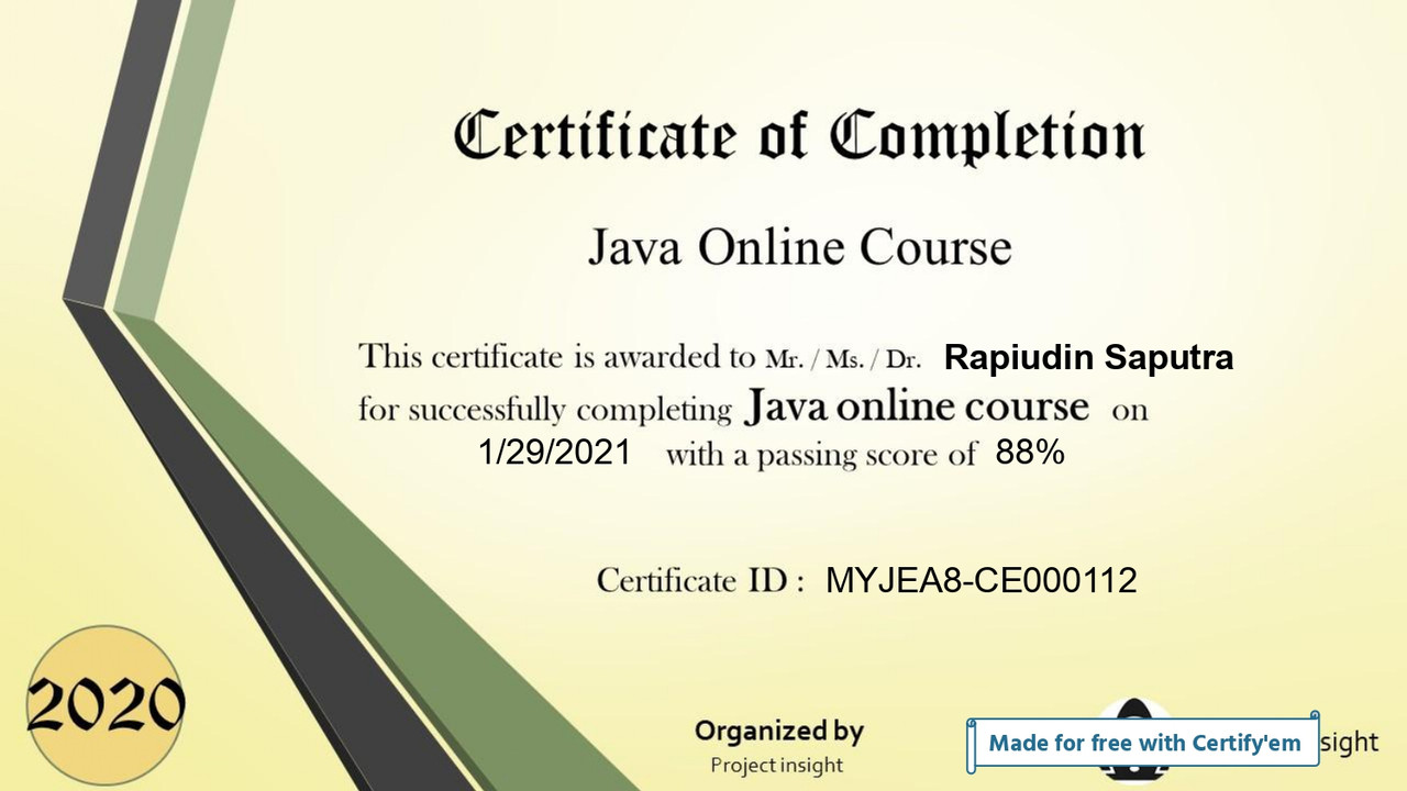 Certificate for Rapiudin Saputra for _Java Online Course Exam _ (1)_page-0001