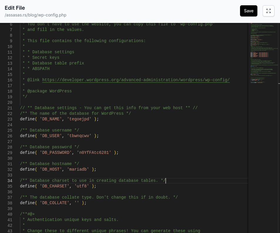exmaple wp config ph