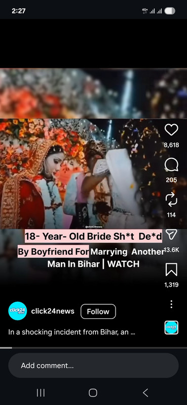bride was allegedly shot dead by her boyfriend for marrying another man.