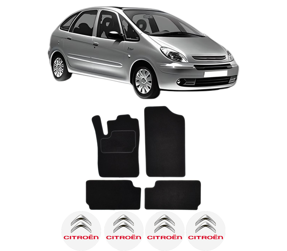 Set Covorase Presuri CITROEN XSARA PICASSO (N68) din 1999-2012, Auto, Material Textil Mocheta, 4 Stickere auto cu CITROEN