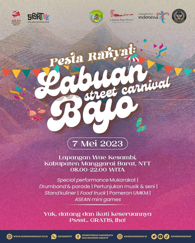 Pesta Rakyat: Labuan Bajo Street Carnival, satu di antara acara meriah dalam daftar kalender event Mei 2023.