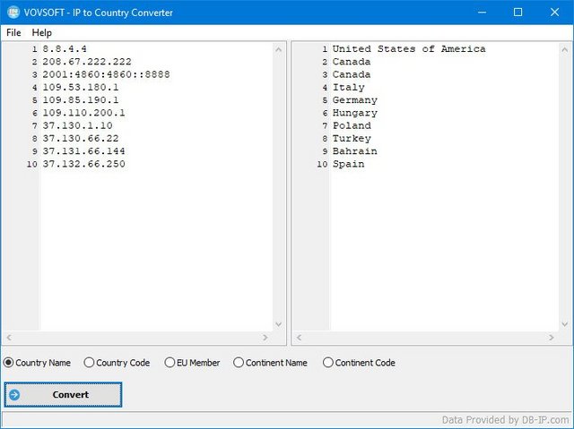 VovSoft IP to Country Converter 1.2.0