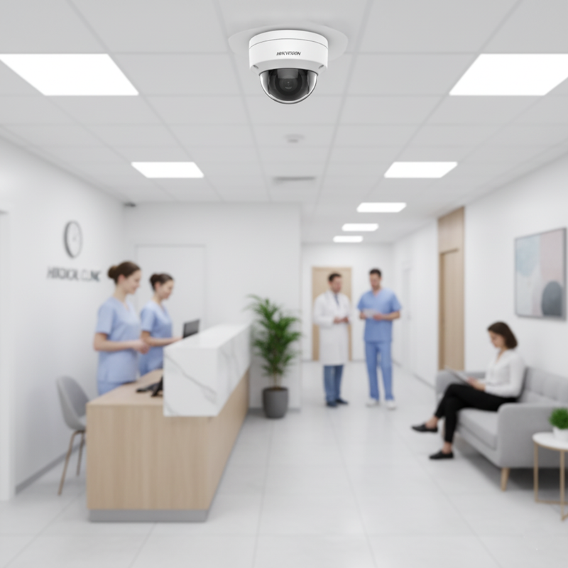 Câmera Dome Hikvision em ambiente externo