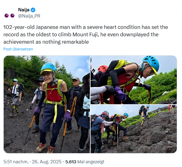 102 Jähriger besteigt den Fuji