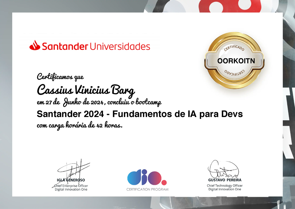 Certificado Santander Bootcamp (Fundamentos de IA para Devs)