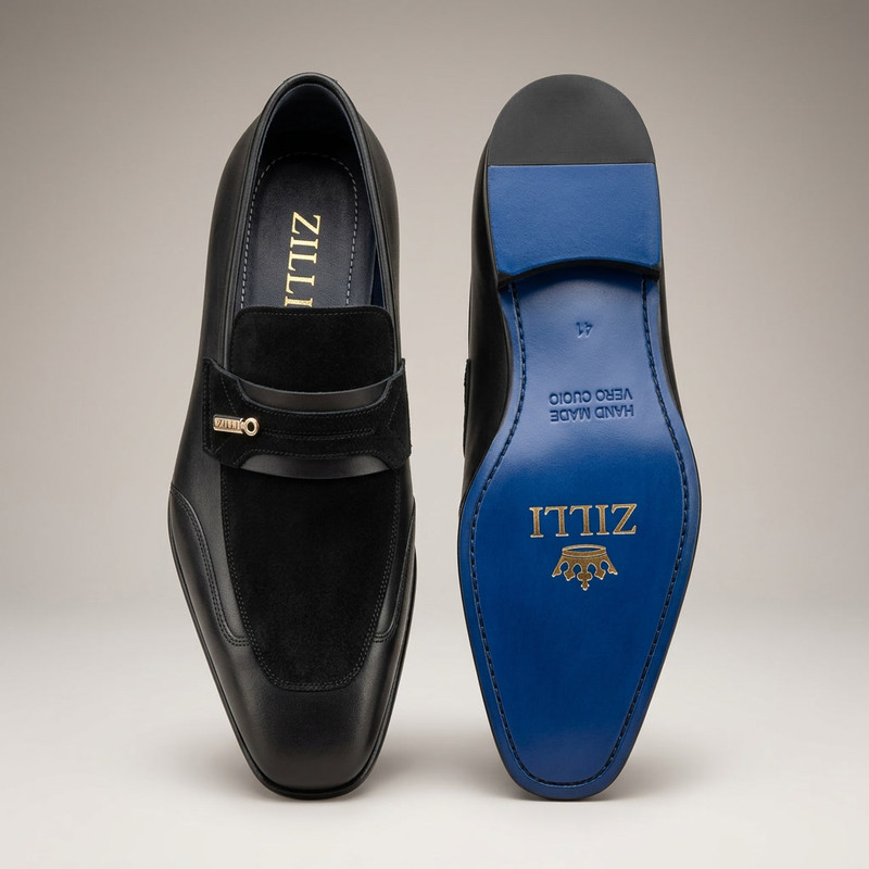 Black patent leather oxford shoes with mirror shine finish