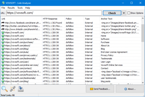 VovSoft Link Analyzer v1.4