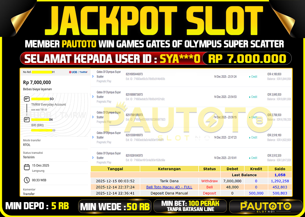 BUKTI JACKPOT LUNAS PAUTOTO