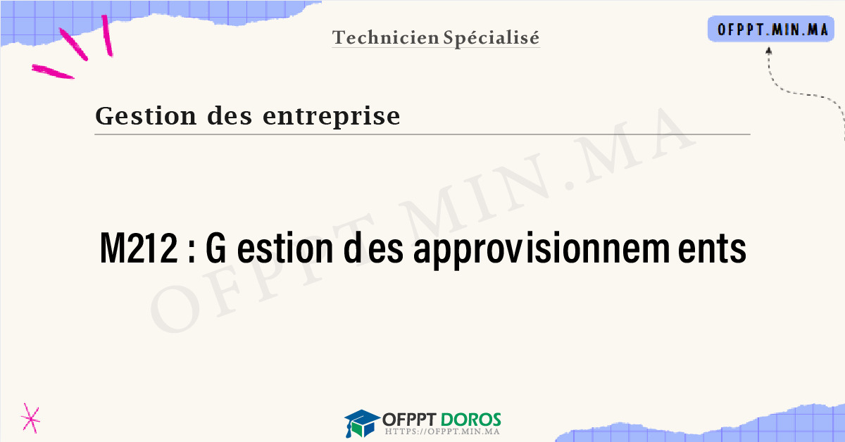 Sommaire détaillé du cours Gestion des approvisionnements M212 OFPPT - Structure du module