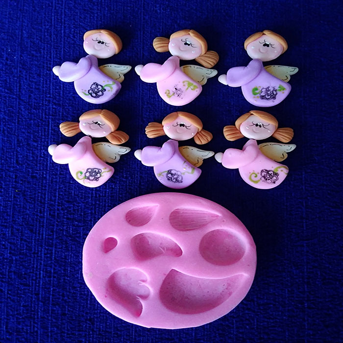 Molde en silicona angel x2 para artesanías y en pasta moldeable