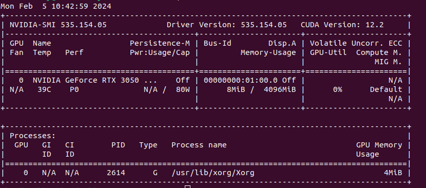 Nvidia-smi command run
